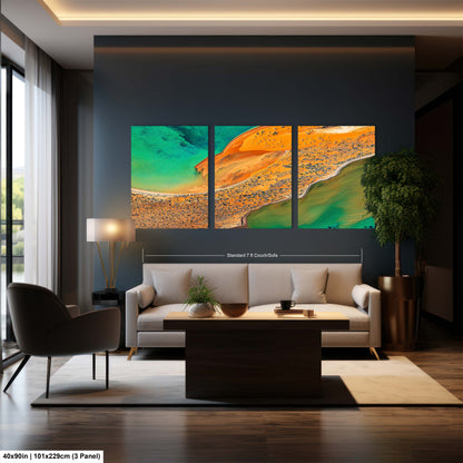 a living room filled with furniture and a painting on the wall