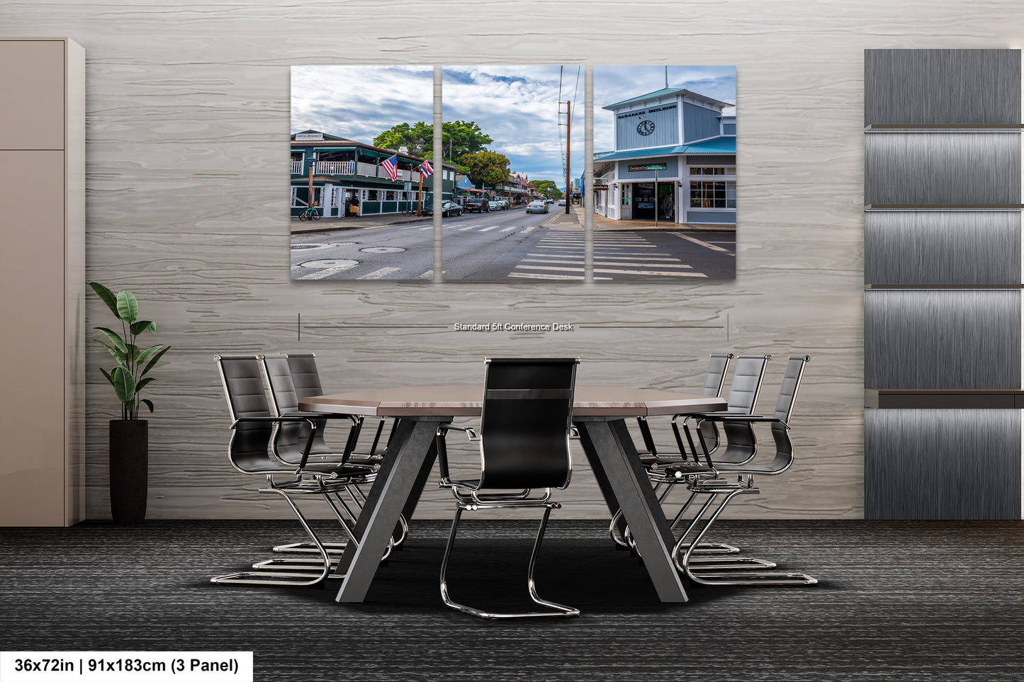 a dining room table with chairs in front of it