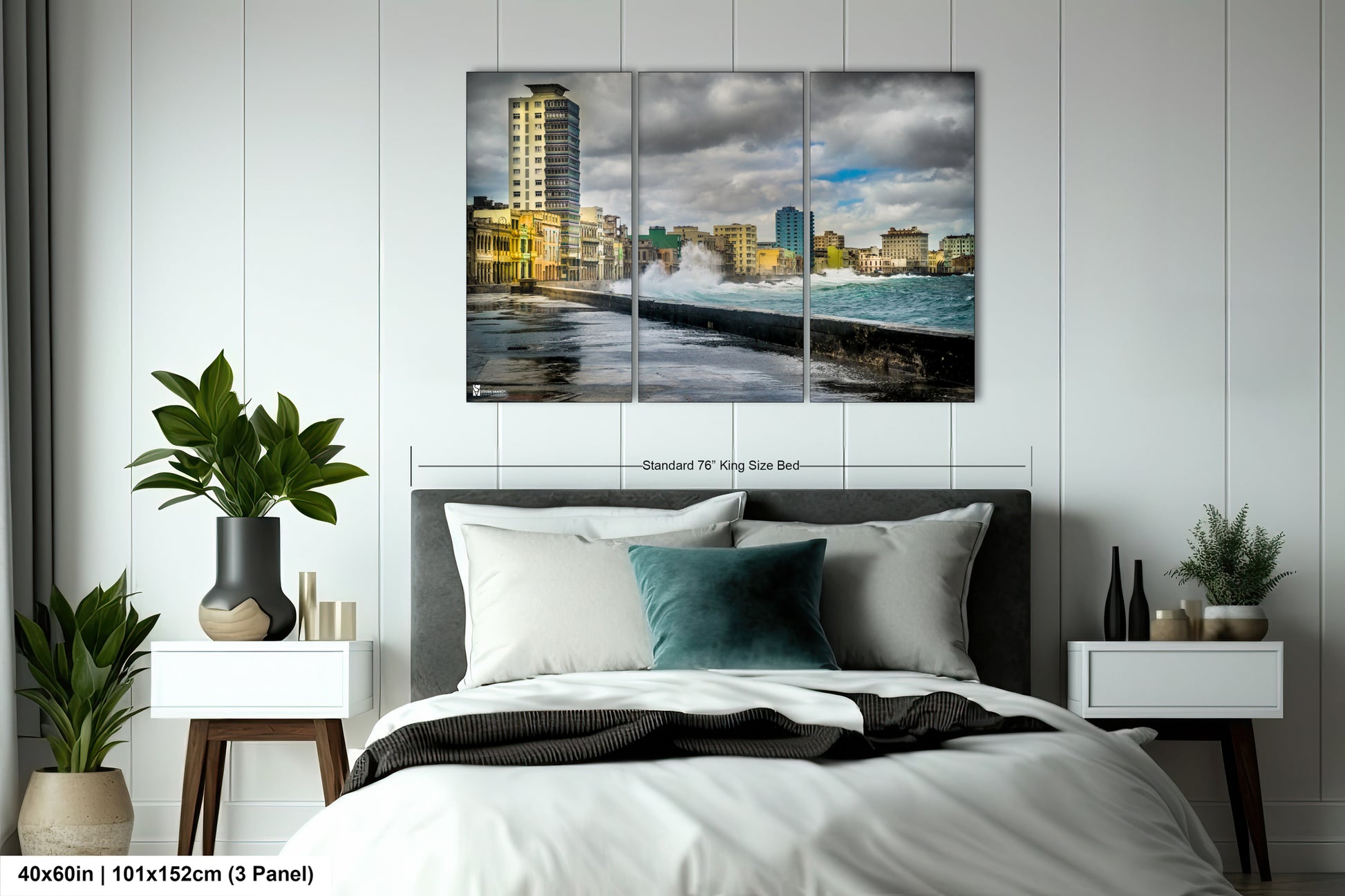 a bedroom scene with focus on the bed