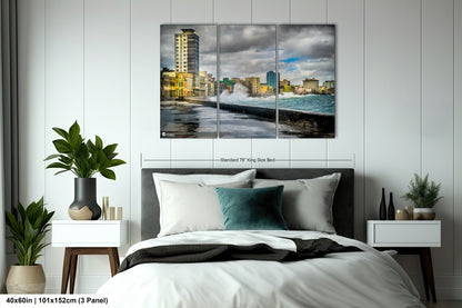 a bedroom scene with focus on the bed