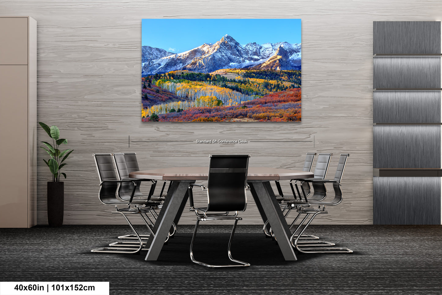 a painting of a mountain range in autumn