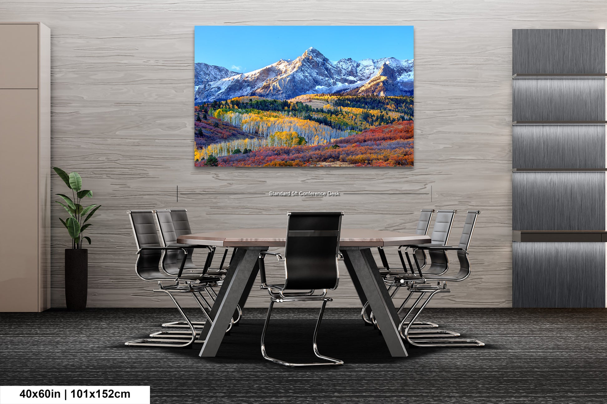 a painting of a mountain range in autumn