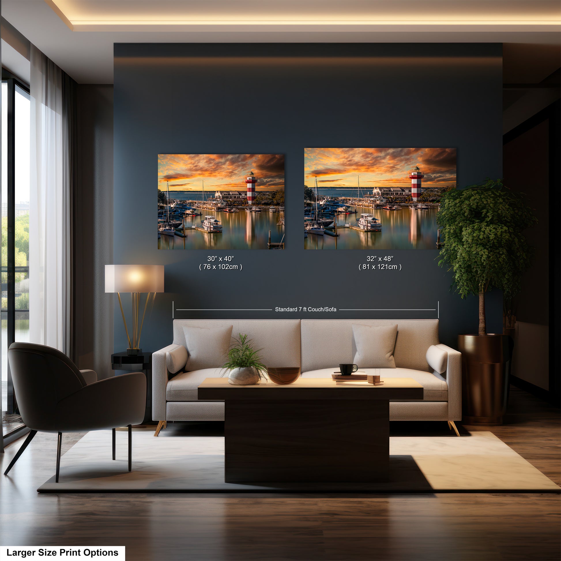 a living room filled with furniture and a painting on the wall
