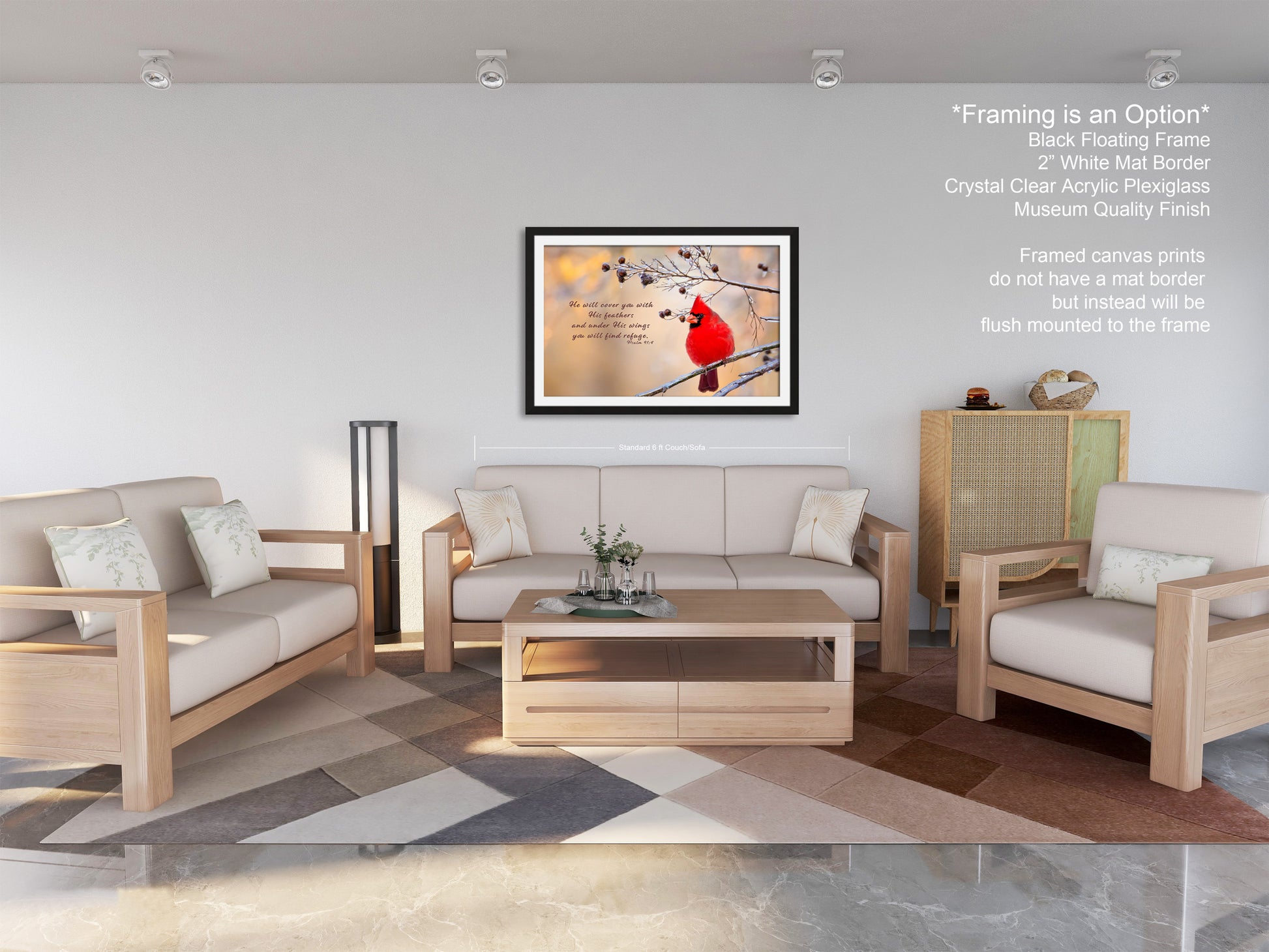 a living room filled with furniture and a painting on the wall