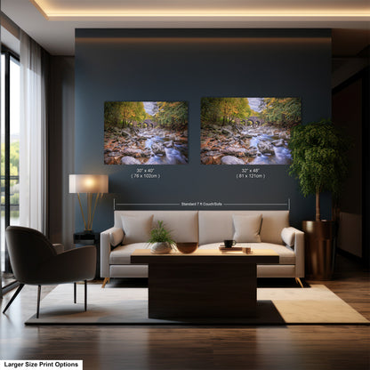 a living room filled with furniture and a painting on the wall