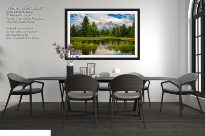 a picture of a dining room with a table and chairs