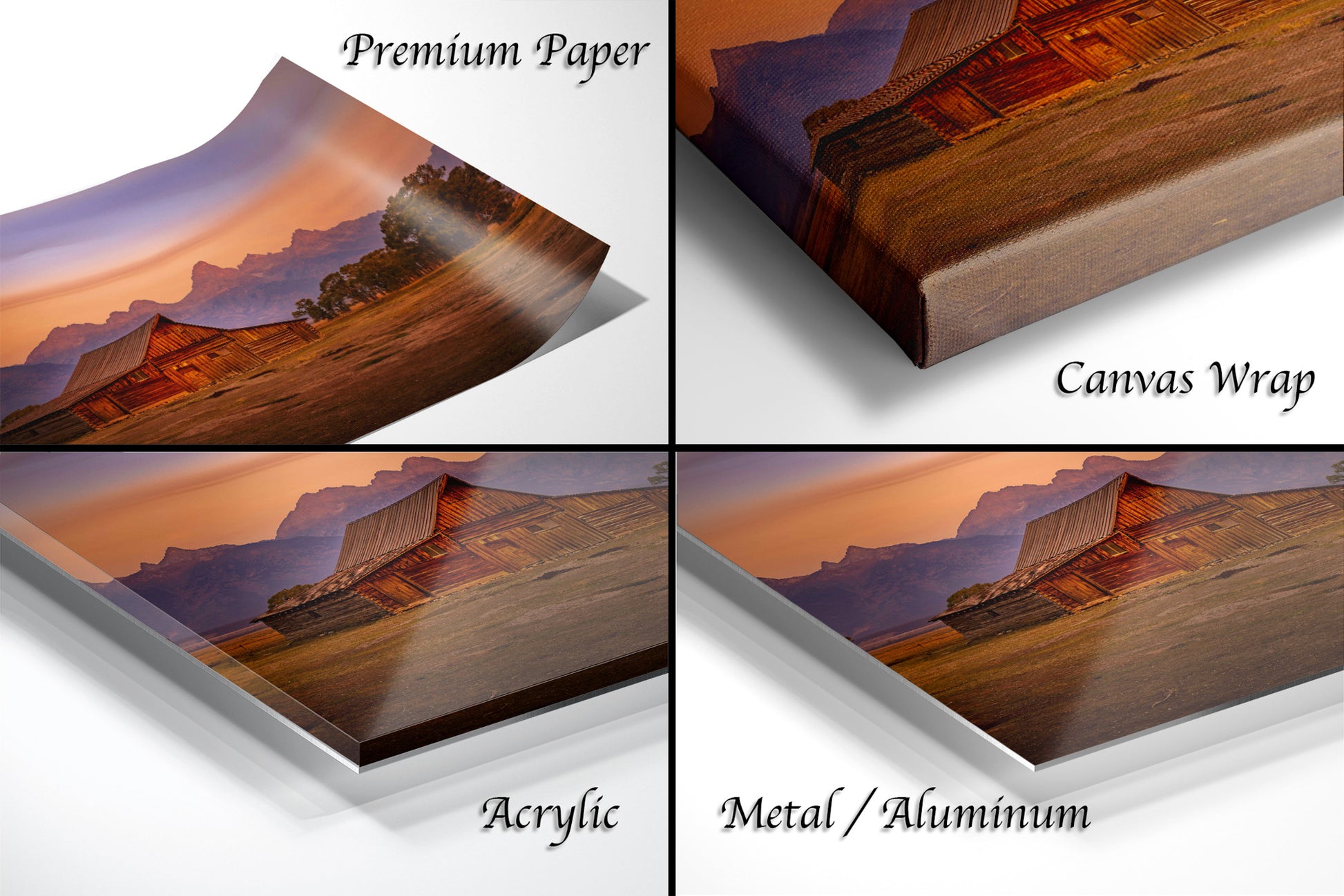 a picture of a wooden box with a mountain in the background