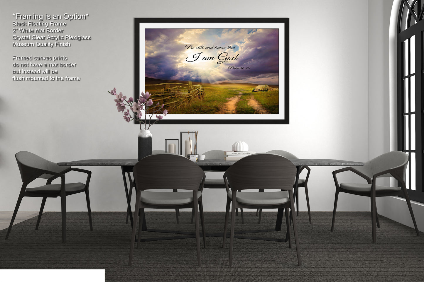 a picture of a dining room with a table and chairs