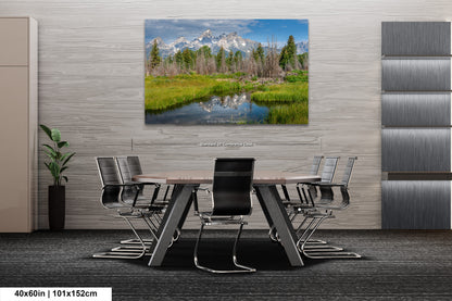 a dining room with a table and chairs