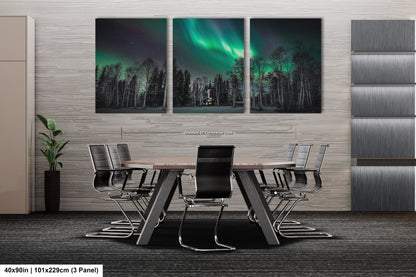 a dining room with a table and chairs