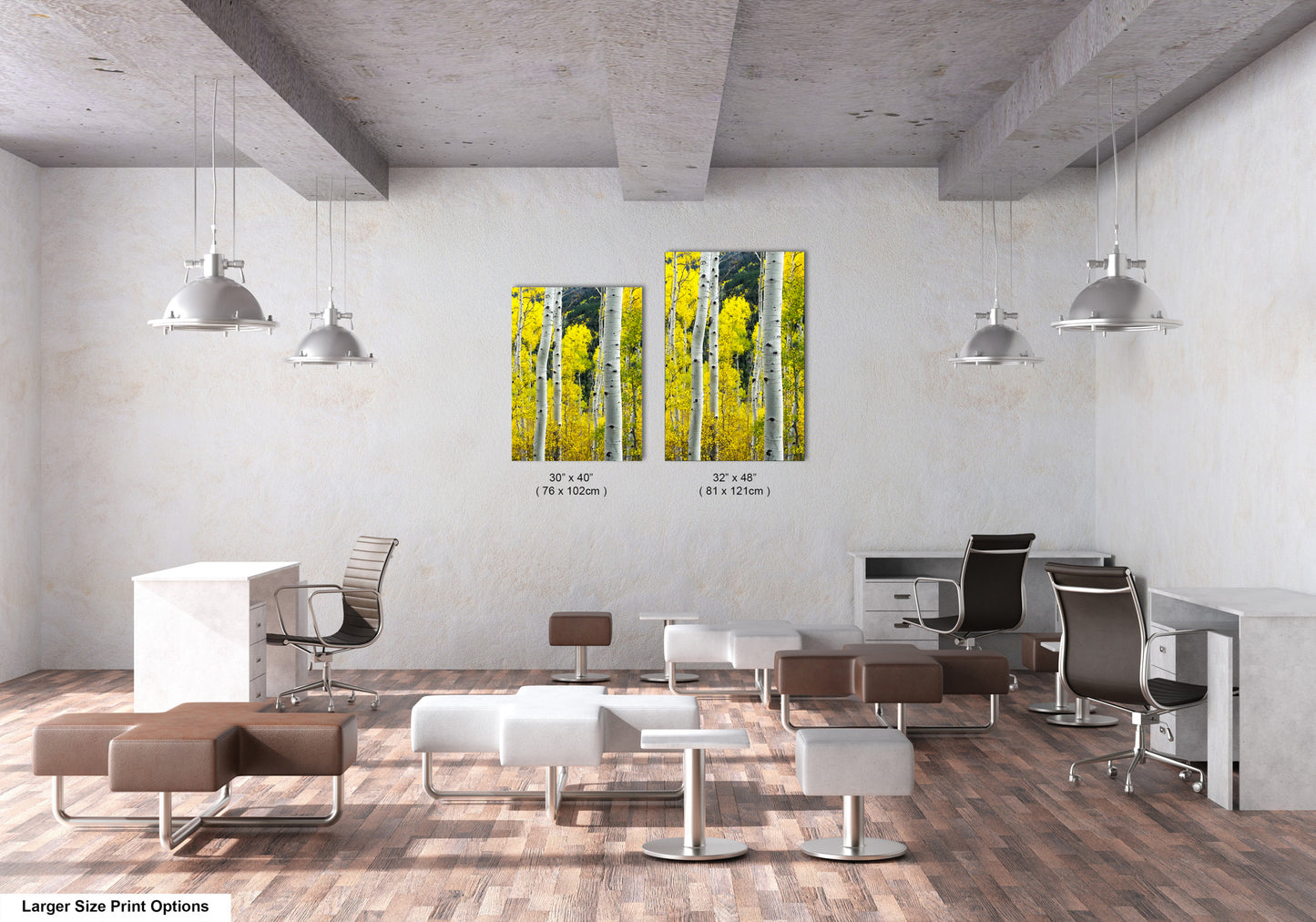a room filled with lots of furniture and a painting on the wall