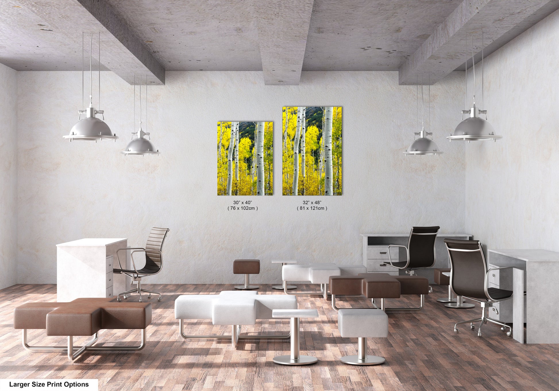 a room filled with lots of furniture and a painting on the wall