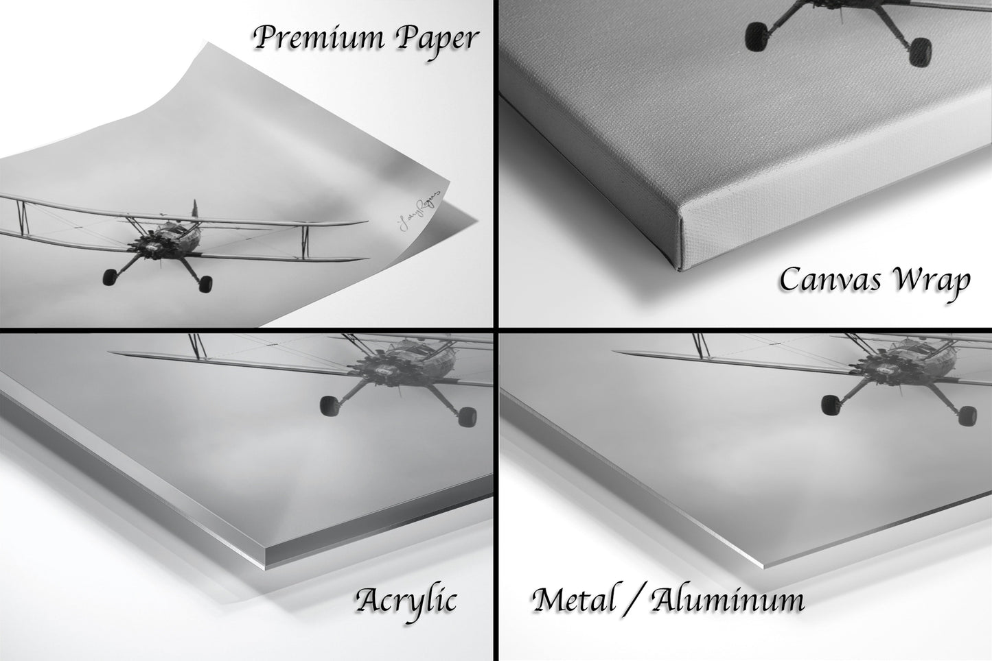 four different views of a model airplane