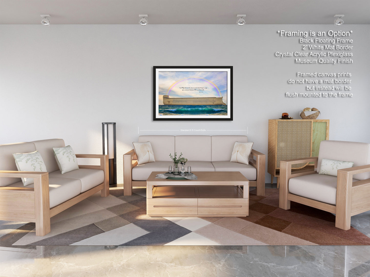 a living room filled with furniture and a painting on the wall