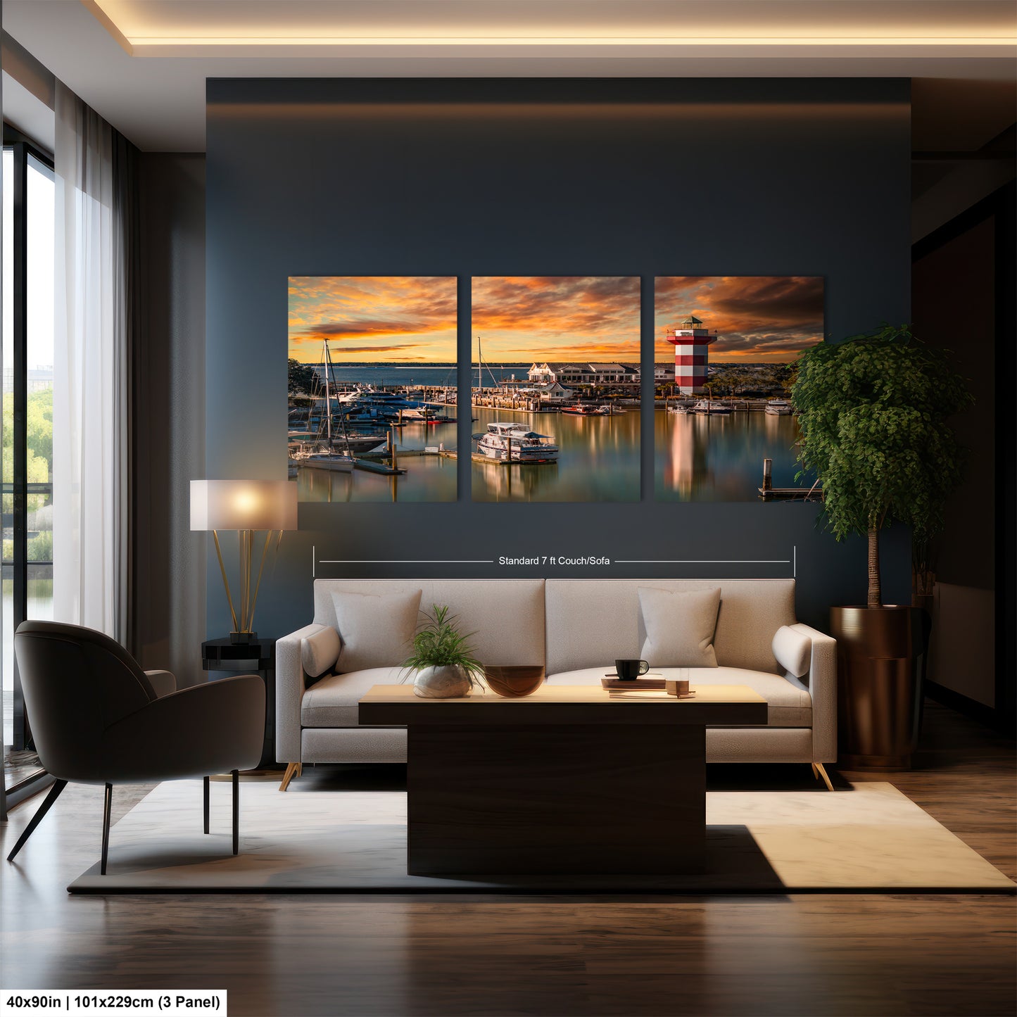 a living room filled with furniture and a painting on the wall