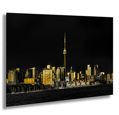 a black and white photo of a city at night