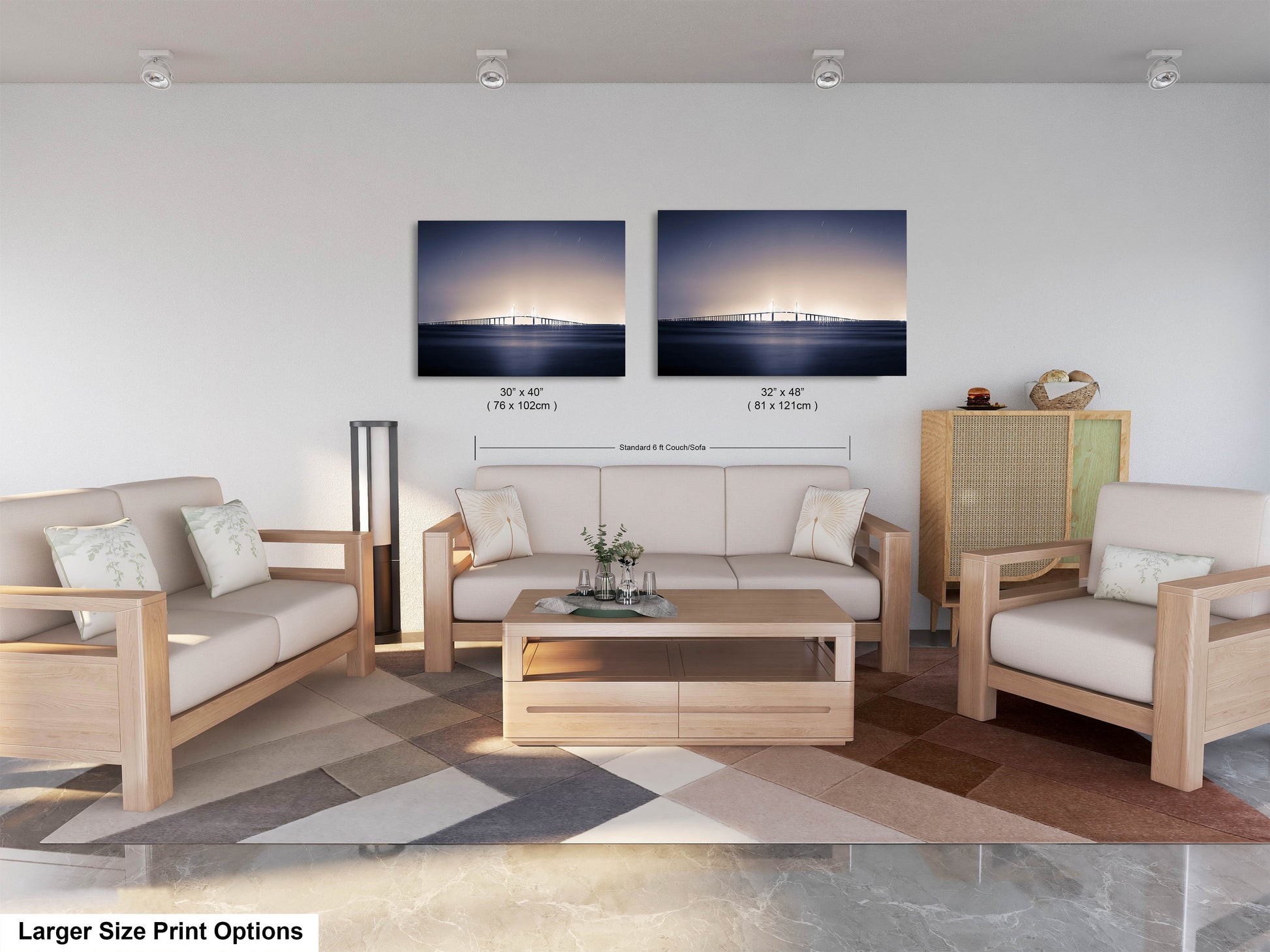 a living room filled with furniture next to a white wall