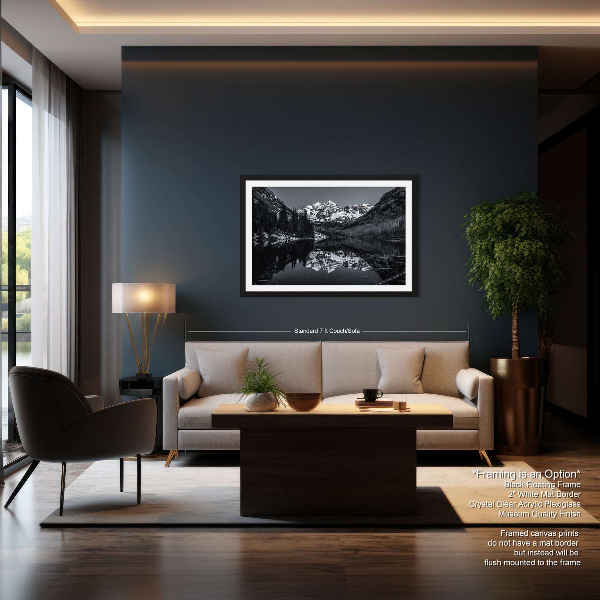 a living room filled with furniture and a painting on the wall