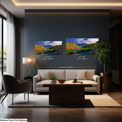 a living room filled with furniture and a painting on the wall