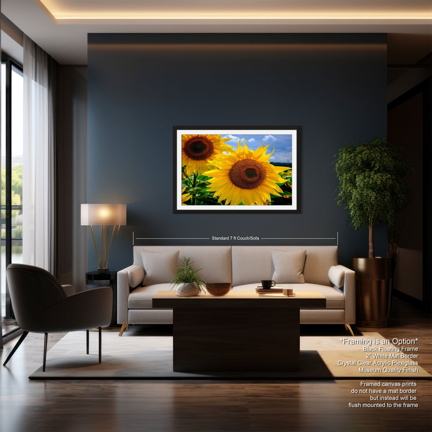 a living room filled with furniture and a painting on the wall