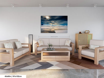 a living room filled with furniture and a painting on the wall