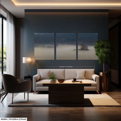 a living room filled with furniture and a painting on the wall