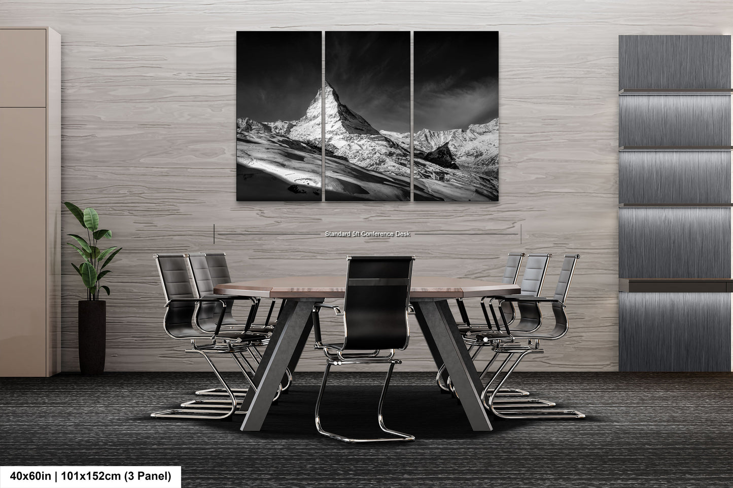 a black and white photo of a dining room table