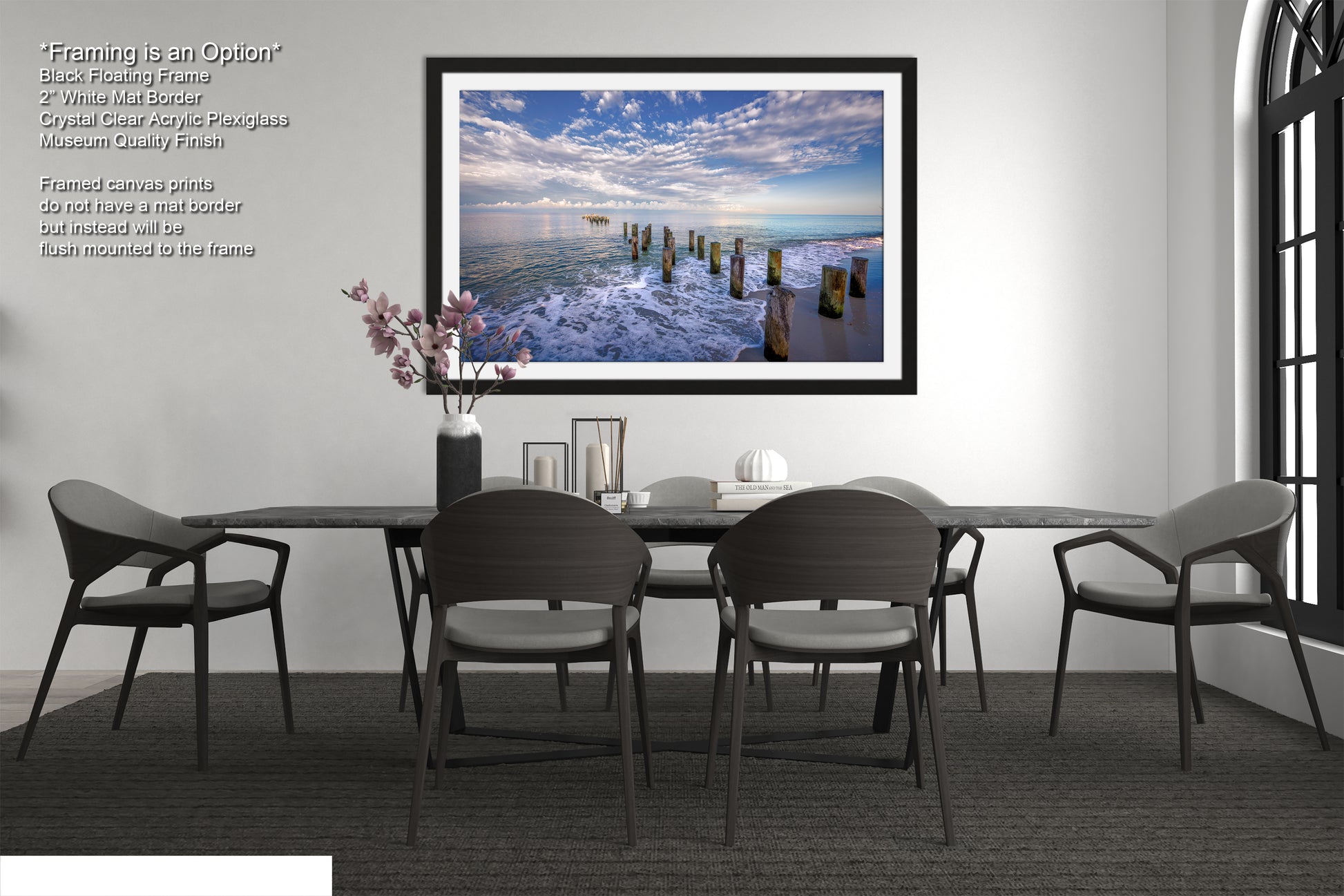 a picture of a dining room with a table and chairs