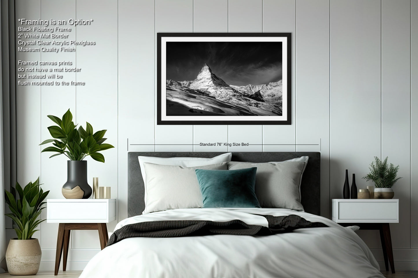 a black and white photo of a bed in a bedroom