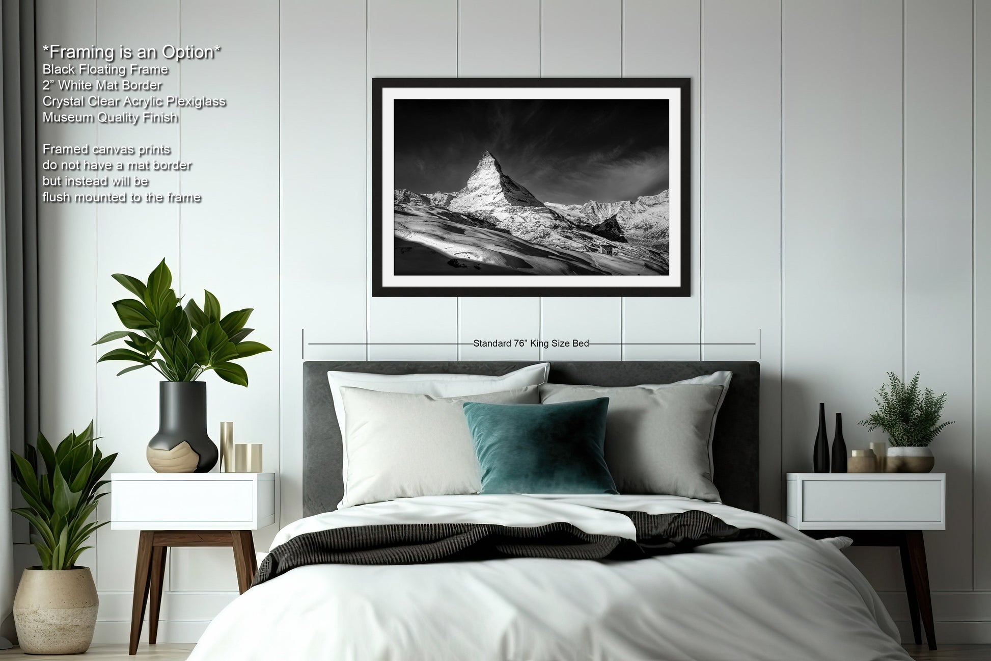a black and white photo of a bed in a bedroom