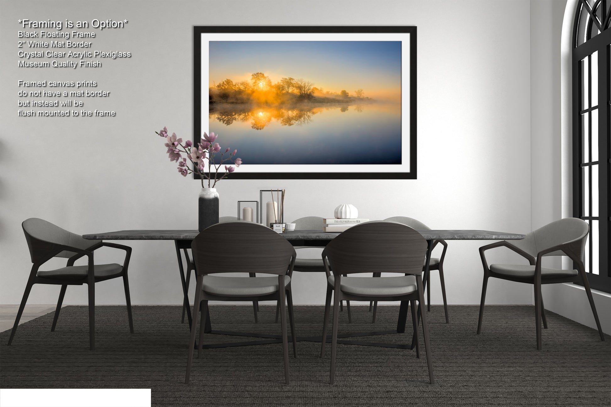 a picture of a dining room with a table and chairs