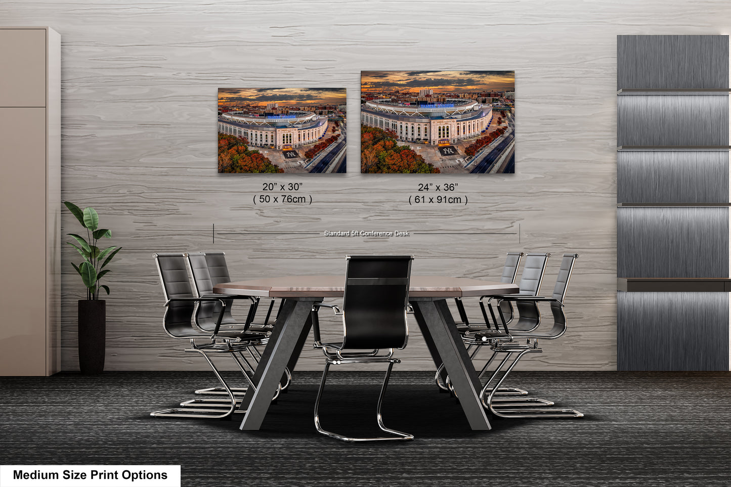 two pictures of a table and chairs in a room
