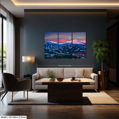 a living room filled with furniture and a painting on the wall