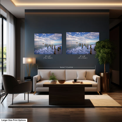 a living room filled with furniture and a painting on the wall