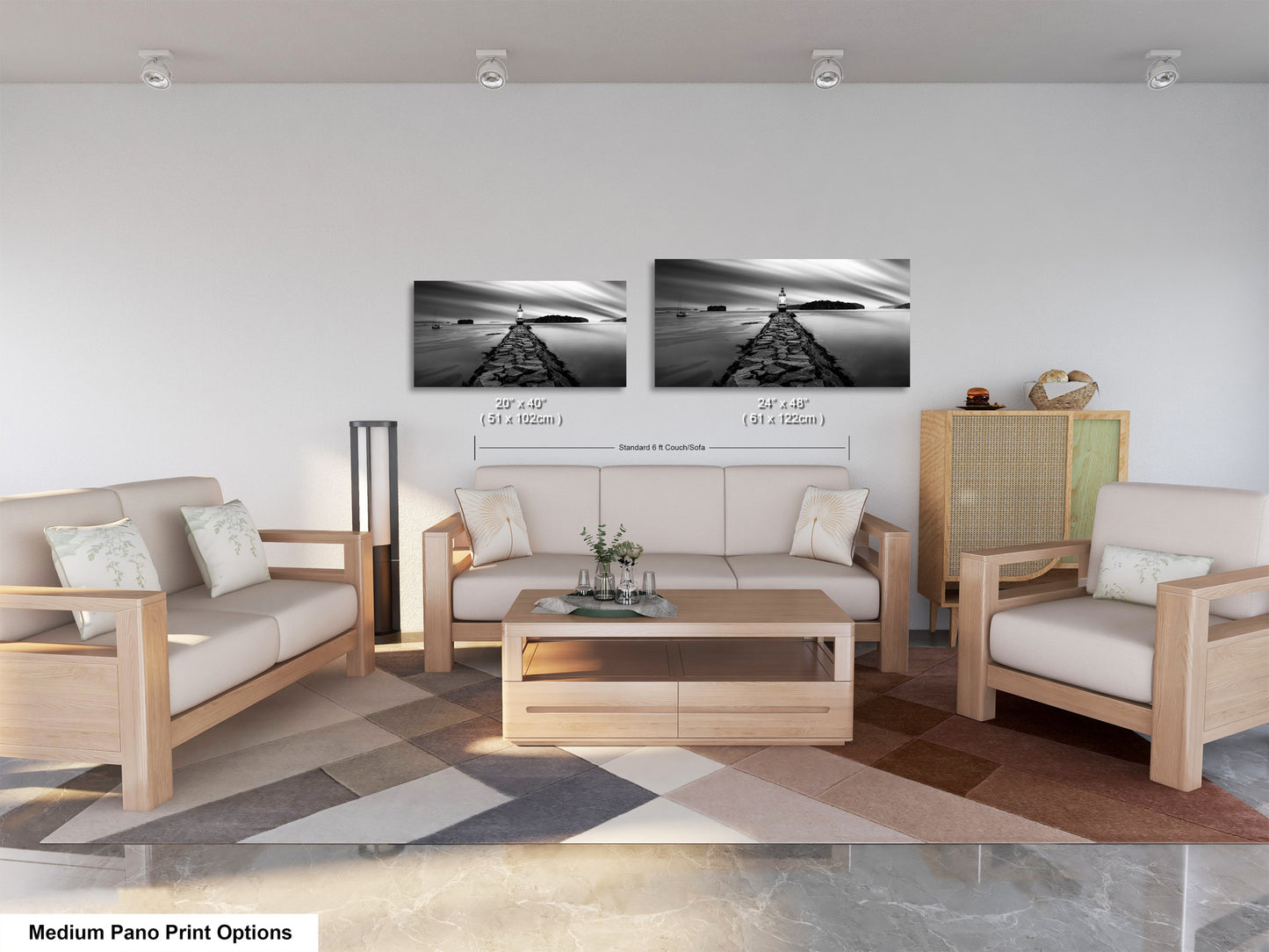 a living room filled with furniture and a painting on the wall