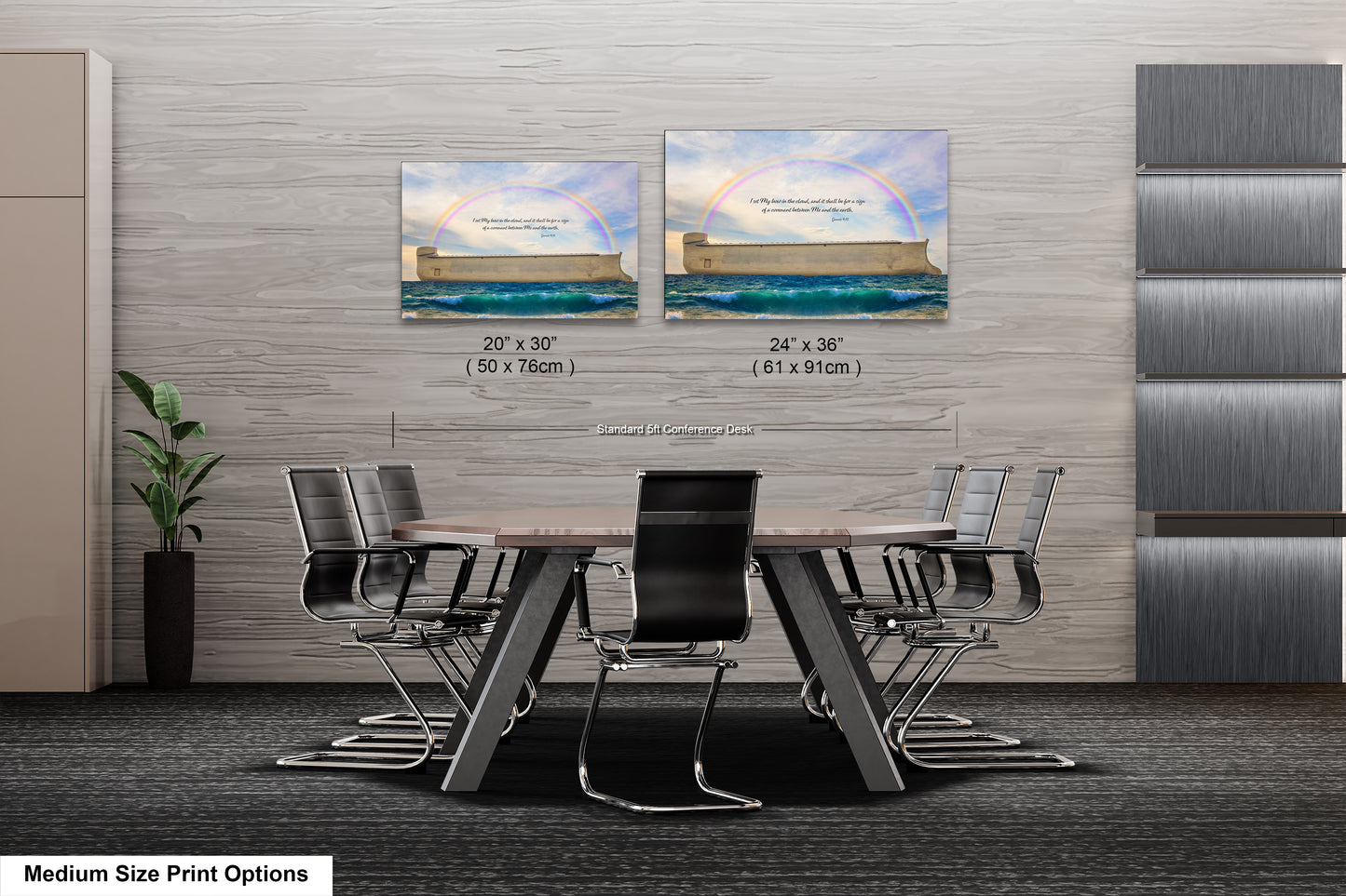 a dining room table with chairs next to a wall
