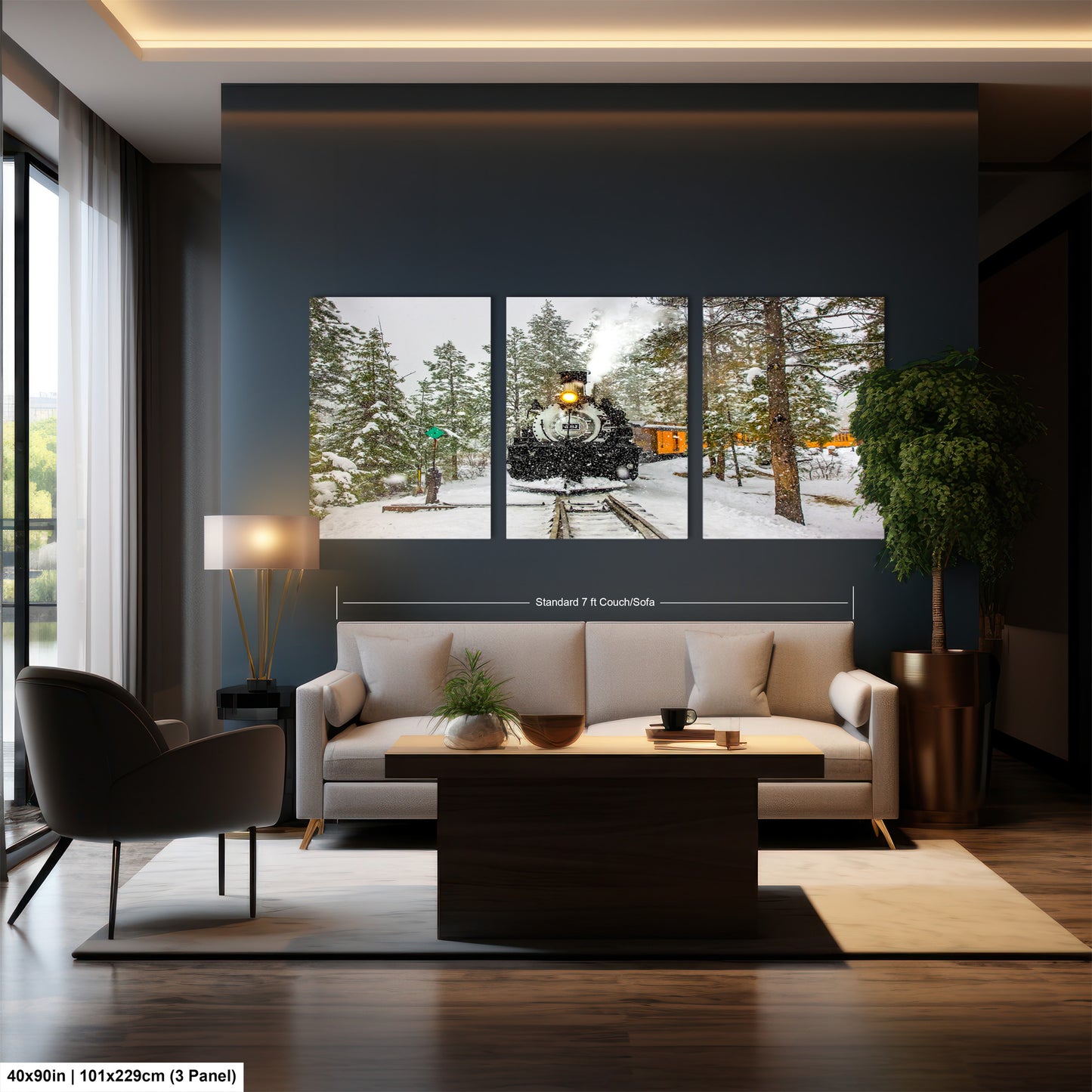 a living room filled with furniture and a large window
