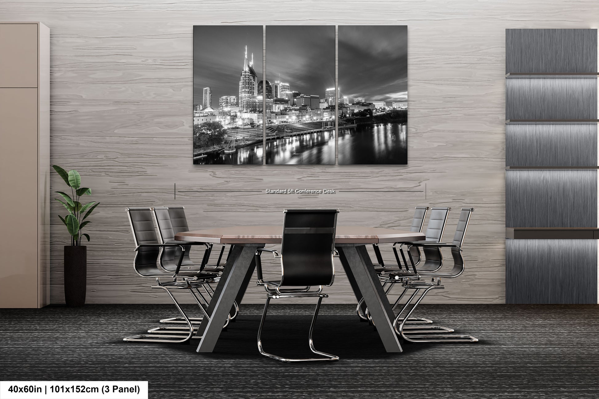 a black and white photo of a city at night