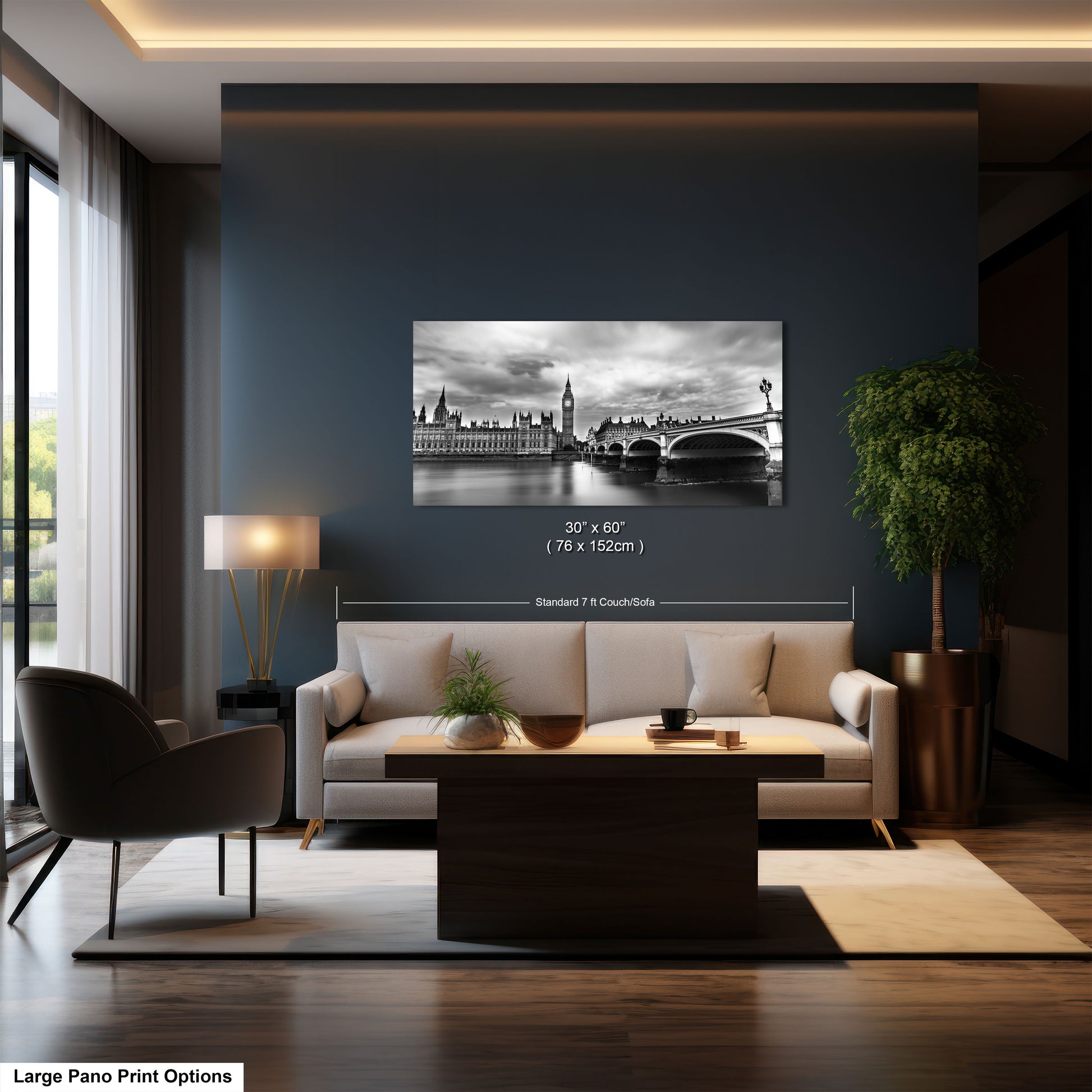 a living room filled with furniture and a painting on the wall