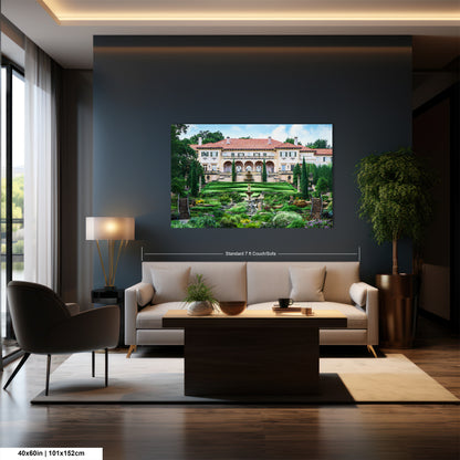 a living room filled with furniture and a painting on the wall