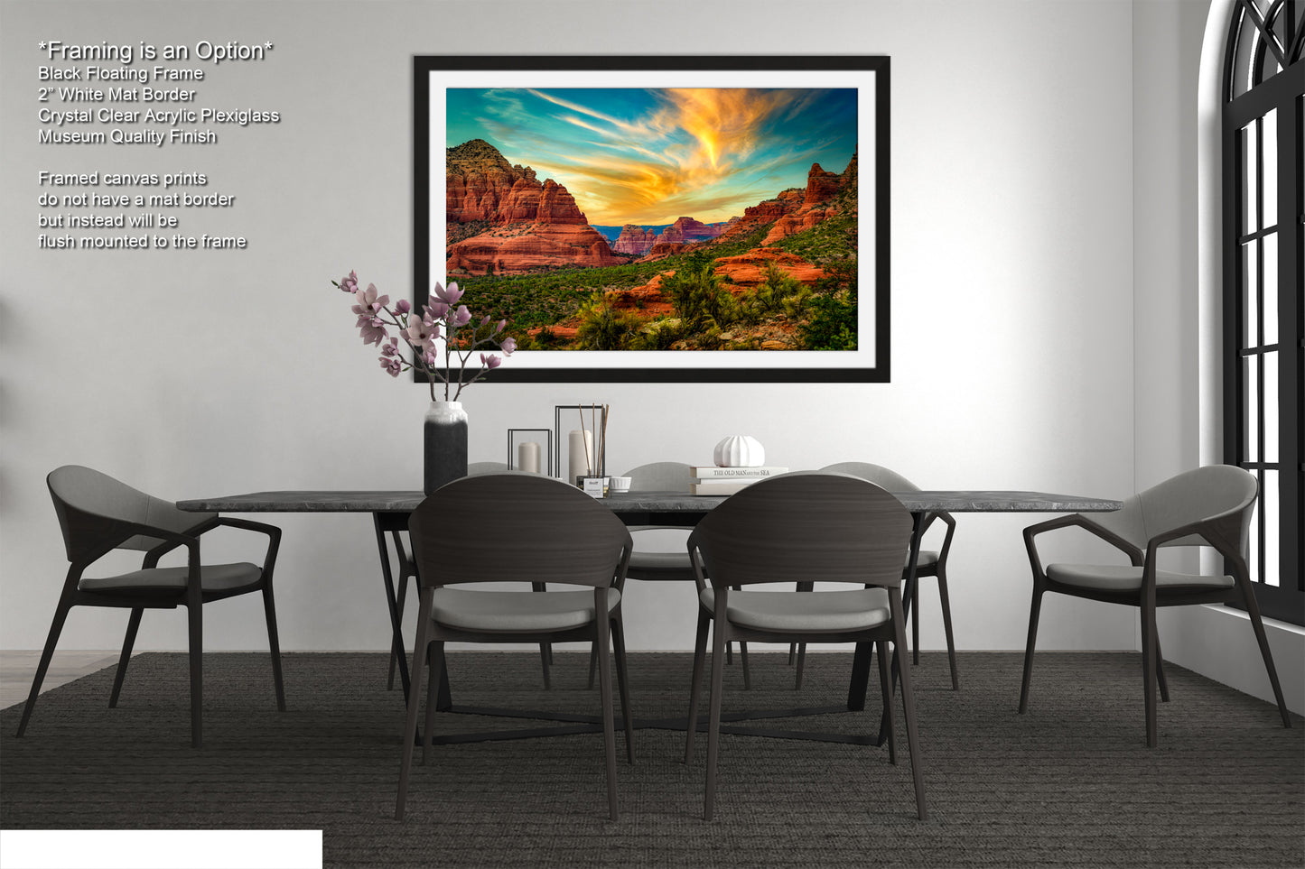 a dining room with a table and chairs