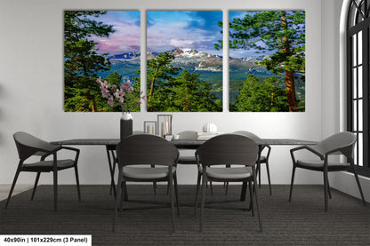 a dining room with a table and four chairs