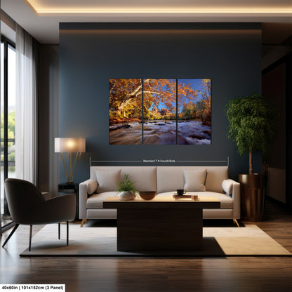 a living room filled with furniture and a painting on the wall