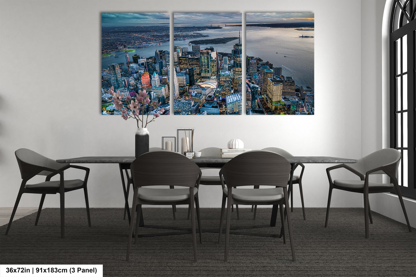 a dining room with a table and chairs