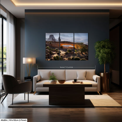 a living room with a couch a table and a painting on the wall