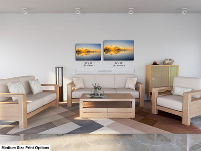 a living room filled with furniture and a painting on the wall