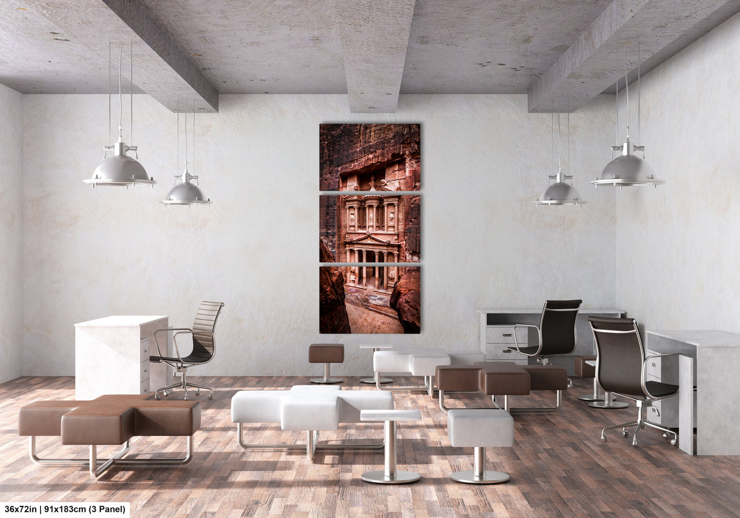 a room filled with lots of furniture and a painting on the wall