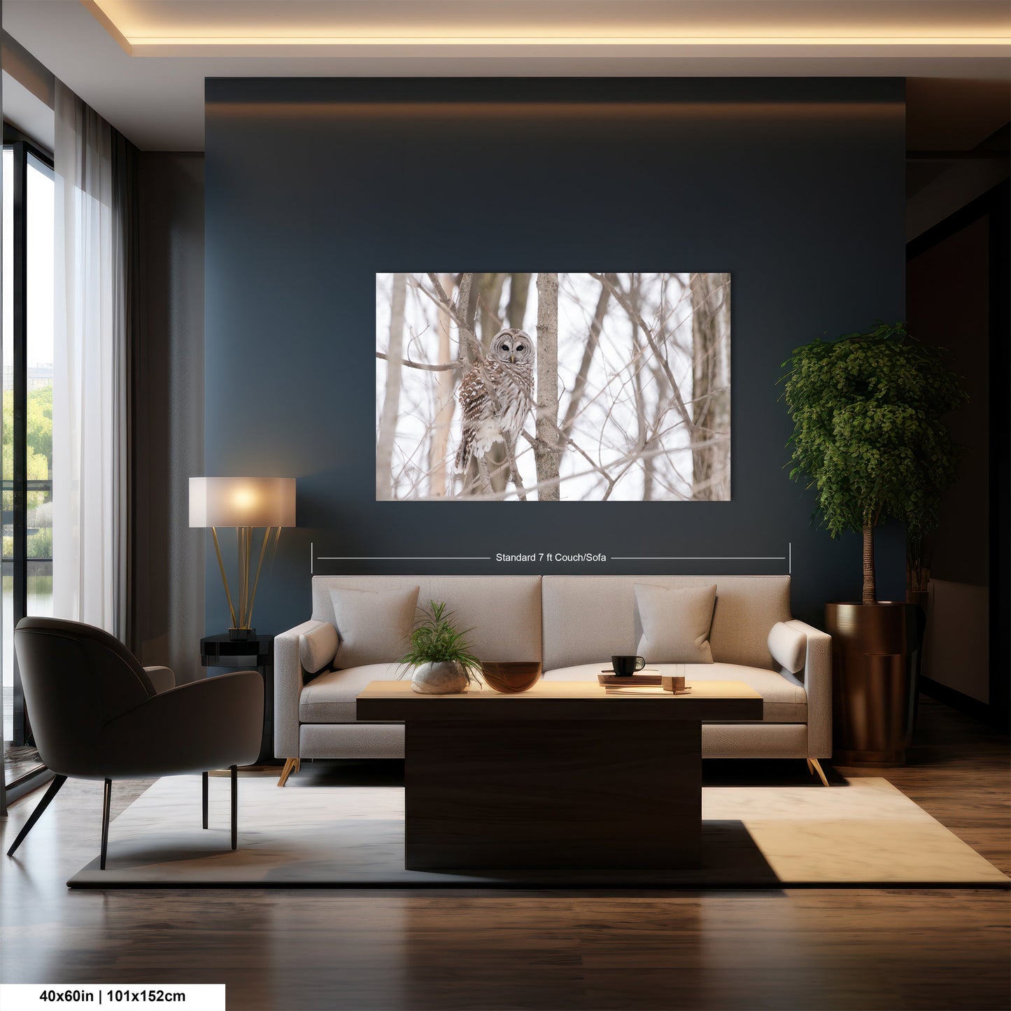 a living room filled with furniture and a painting on the wall