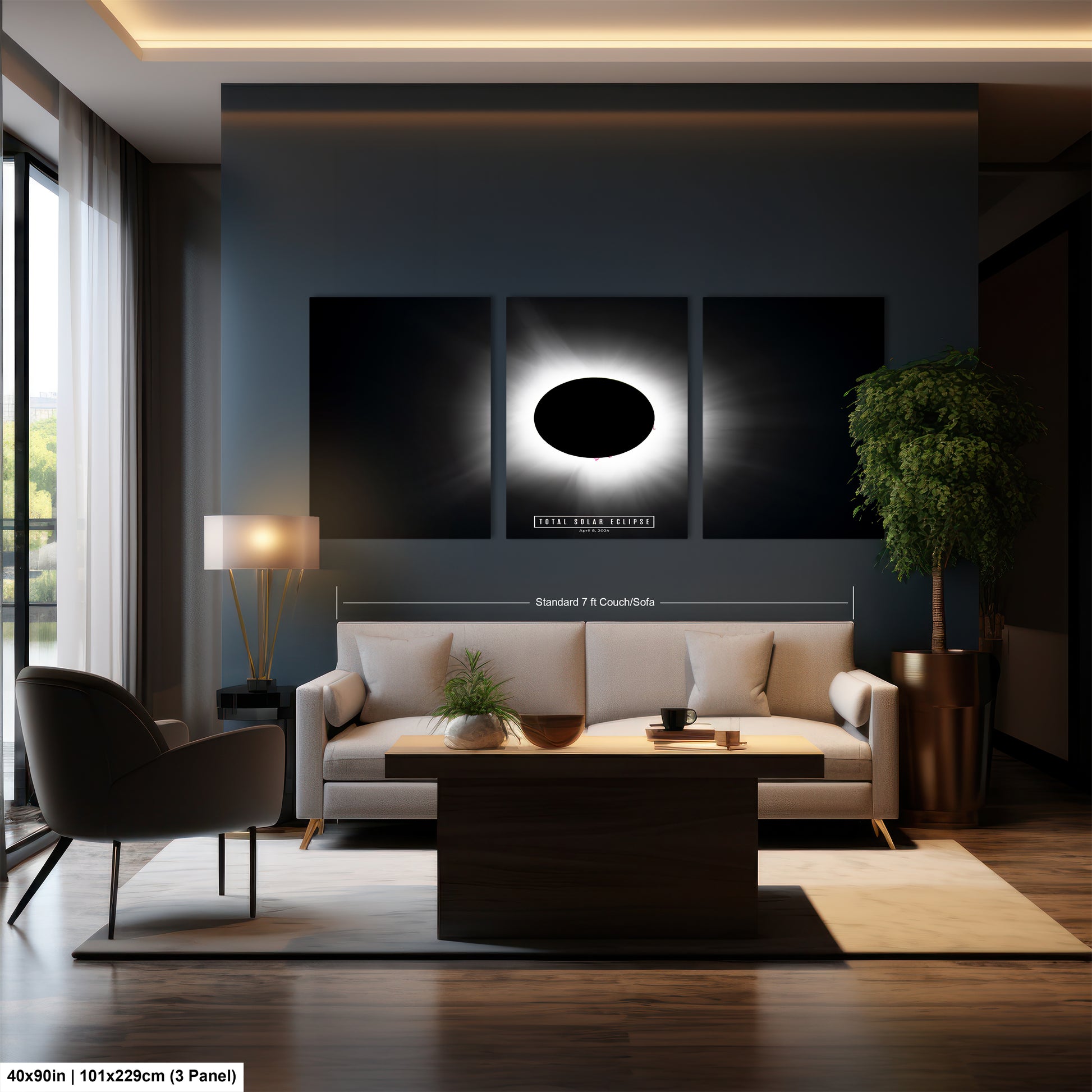 a living room filled with furniture and a painting on the wall