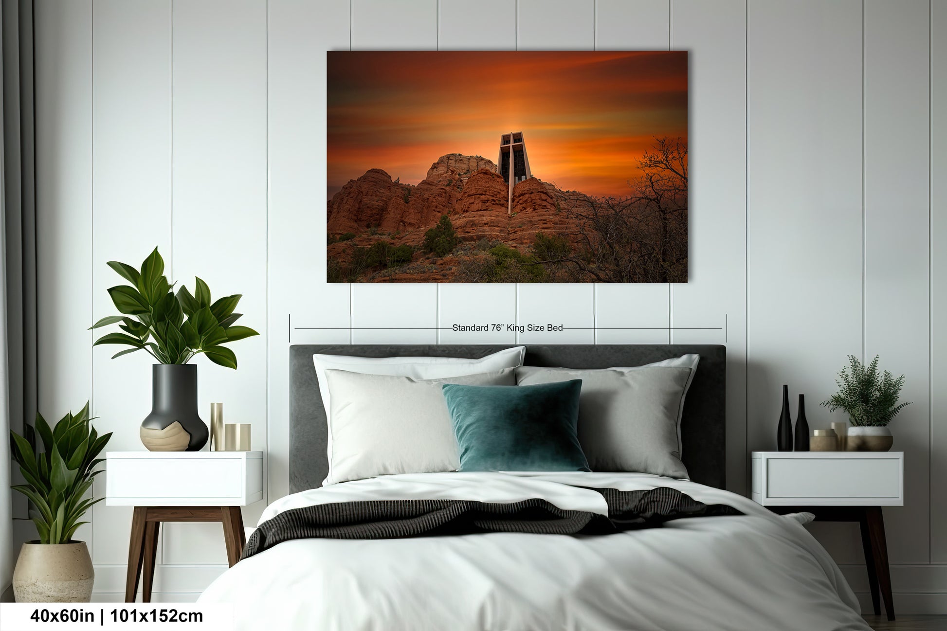 a bedroom scene with focus on the bed